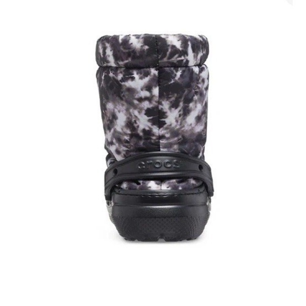 NWT Crocs Classic Lined Neo Puff Tie Dye Boot Black/White Mens 2/Women's 4 - Picture 5 of 11